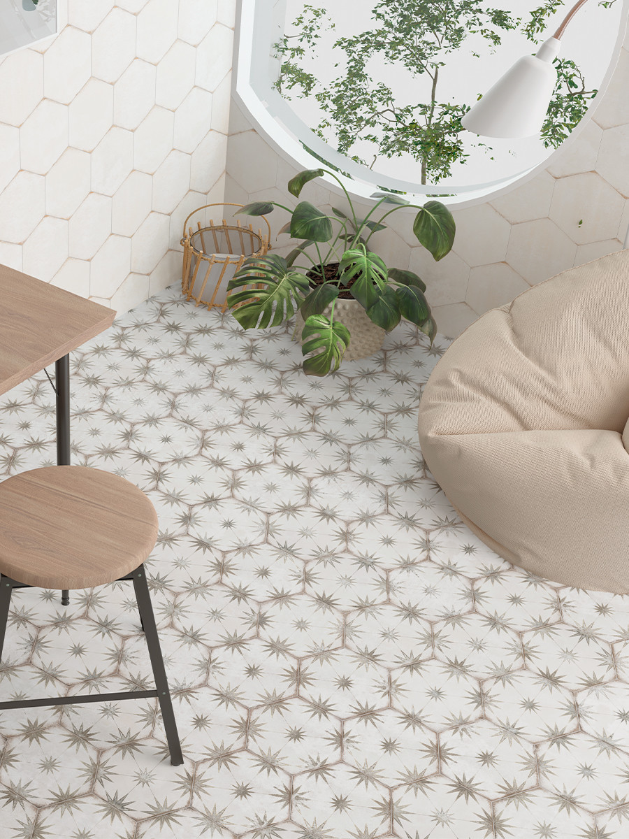 Lilya Decor Taupe Hexagon Tiles - 198x228mm