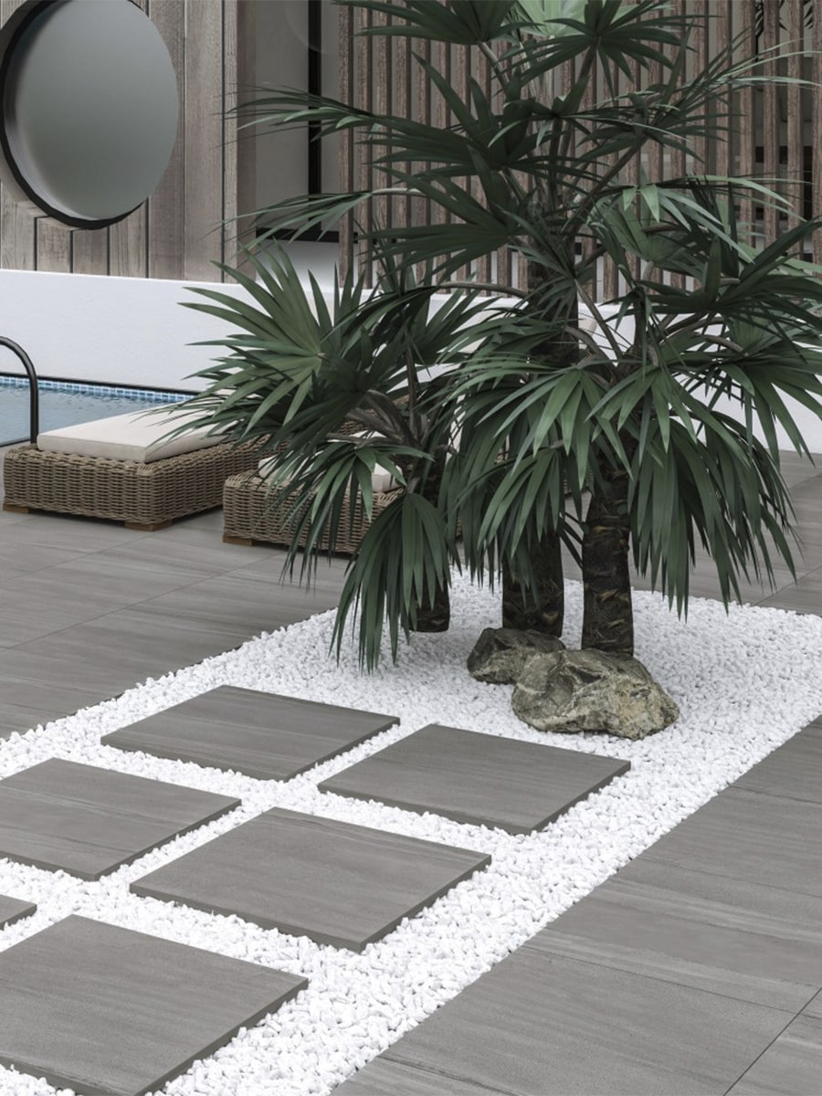 London Stone Grey Outdoor Porcelain Tile - 600x600x20mm