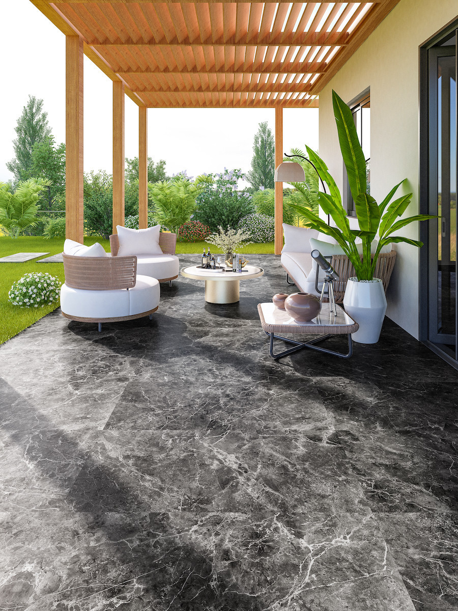Italian Marmo Anthracite King Size Outdoor Porcelain Paving - 1200x600 Slabs