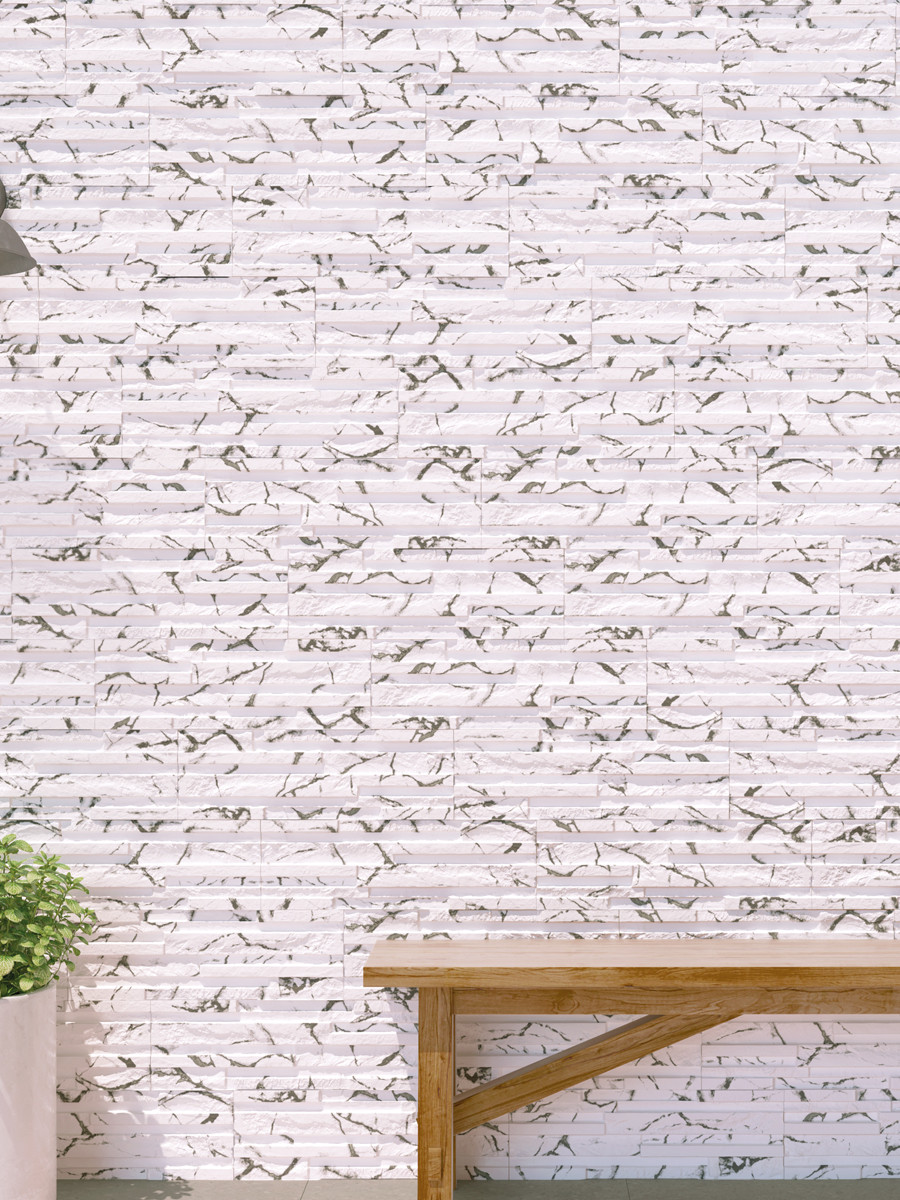 Marmo Calacatta Marble Split Face Effect Porcelain Wall Tile - 170x520