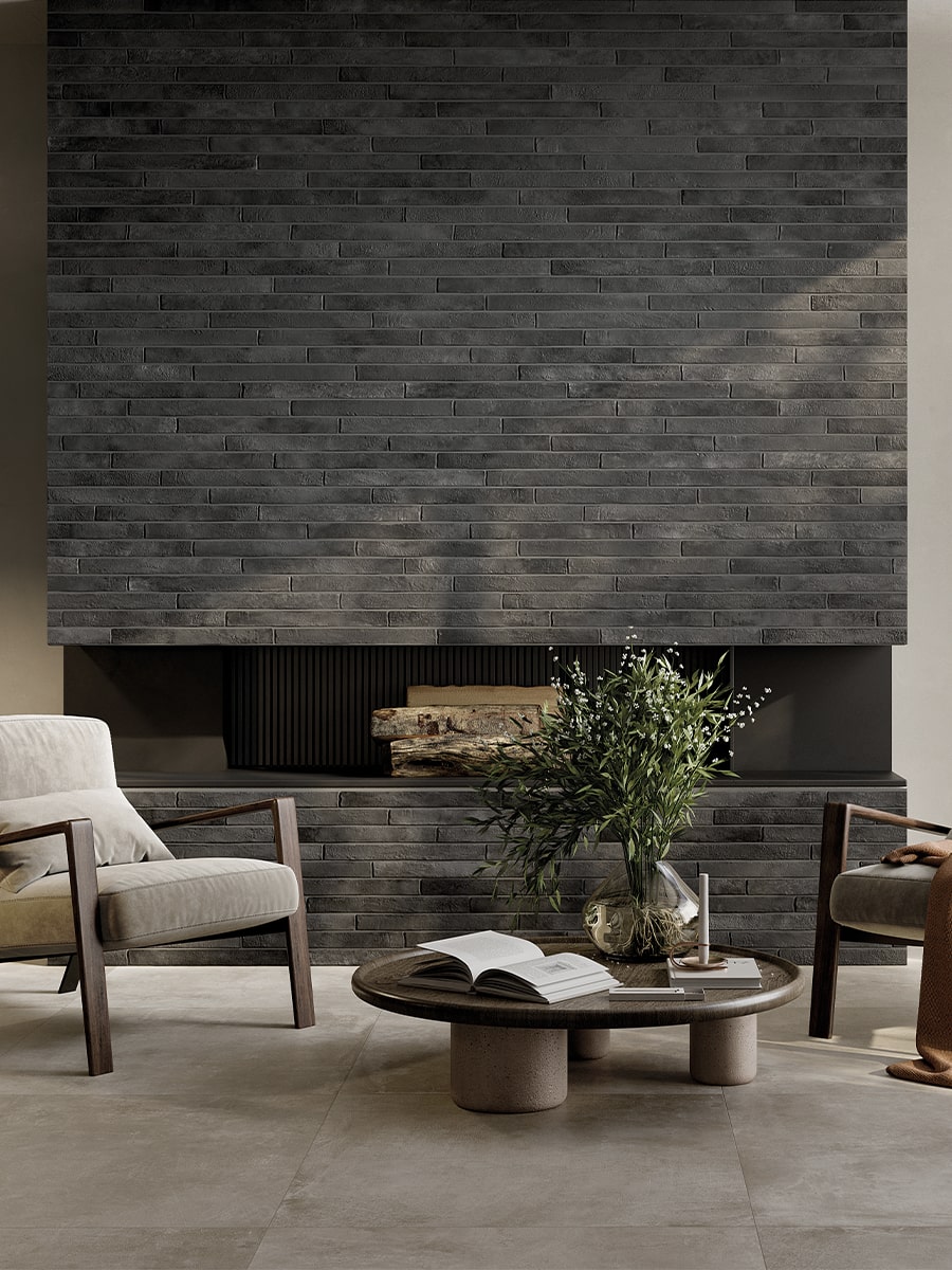 Nolita Charcoal Clay Pavers Effect Porcelain Tile - 48x450x9.5mm