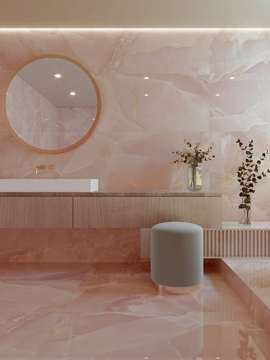 Peach Onyx Porcelain Tile - 1200x600mm