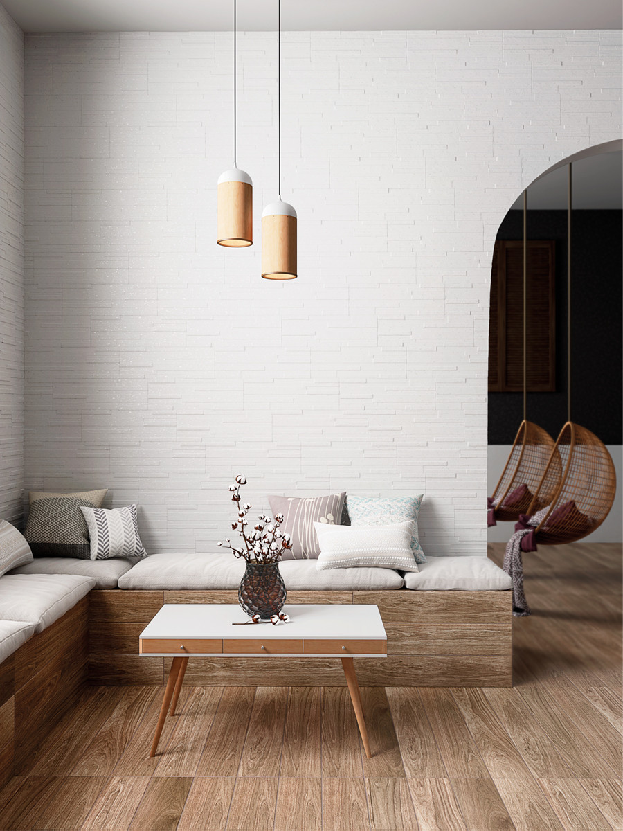 Piedra Blanco Slate Split Face Effect Porcelain Wall Tile - 170x520