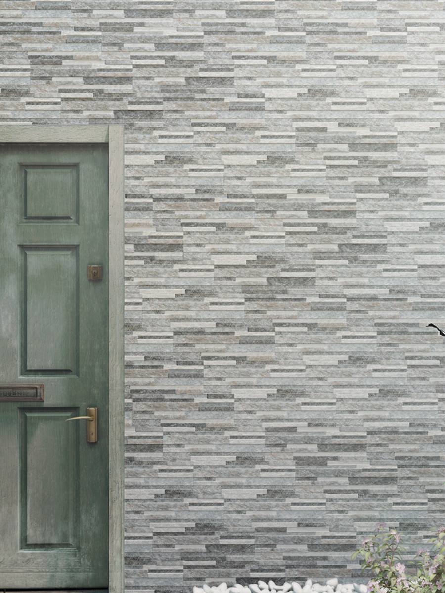 Piedra Grey Slate Split Face Effect Porcelain Wall Tile - 170x520