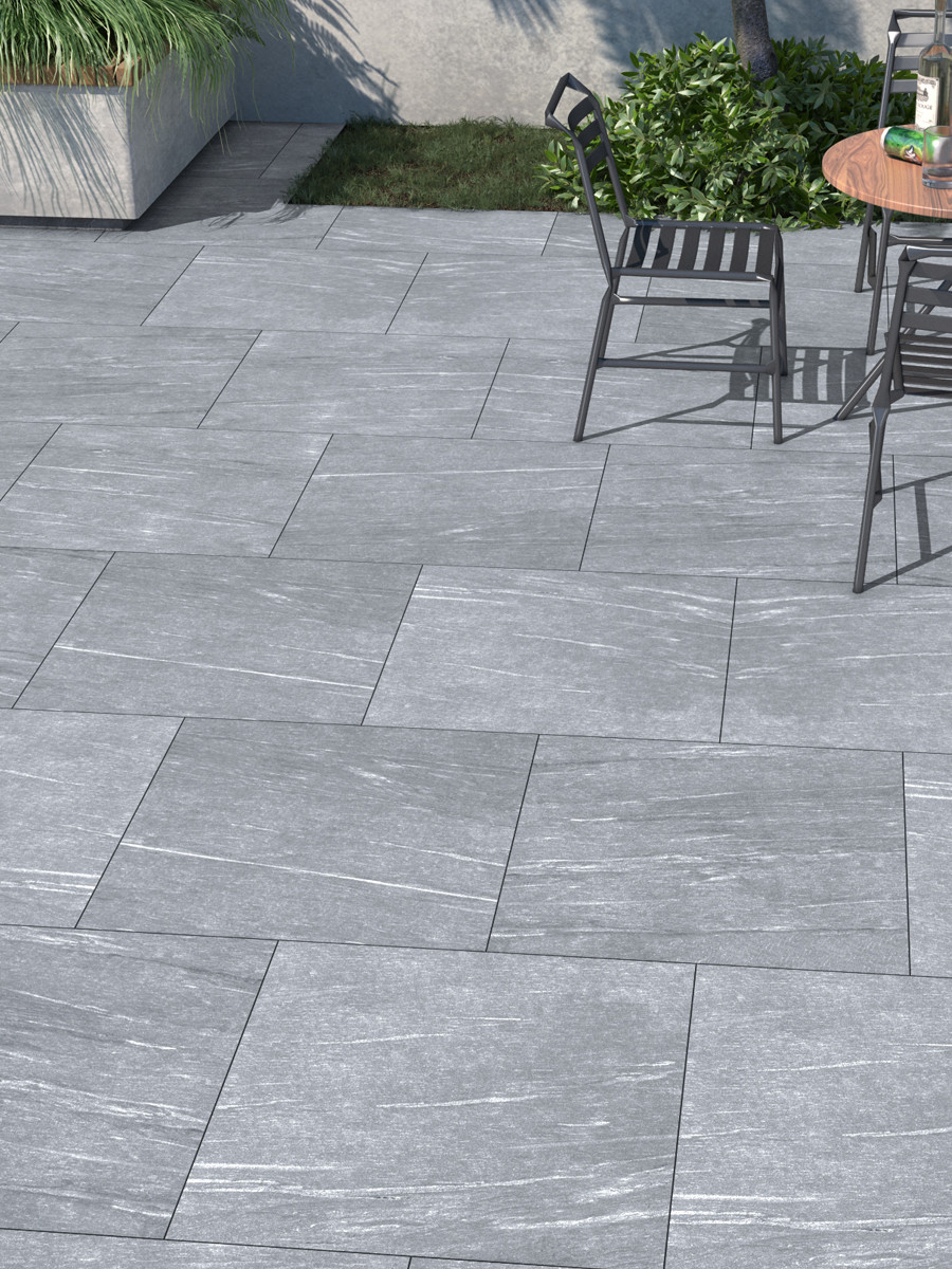 Pietra Grey Vitrified Outdoor Porcelain Paving Slabs - 600x600 Pack
