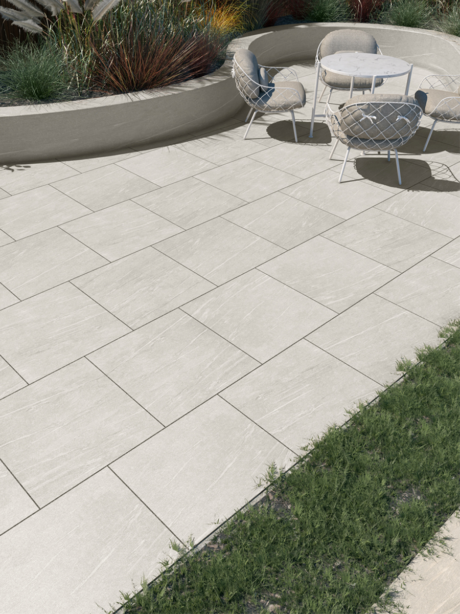 Pietra Pearl Vitrified Outdoor Porcelain Paving Slabs - 600x600 Pack
