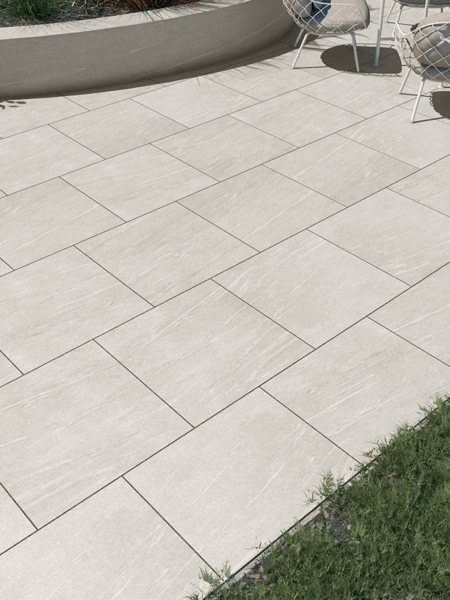 Pietra Pearl Vitrified Outdoor Porcelain Paving Slabs - 600x600 Pack