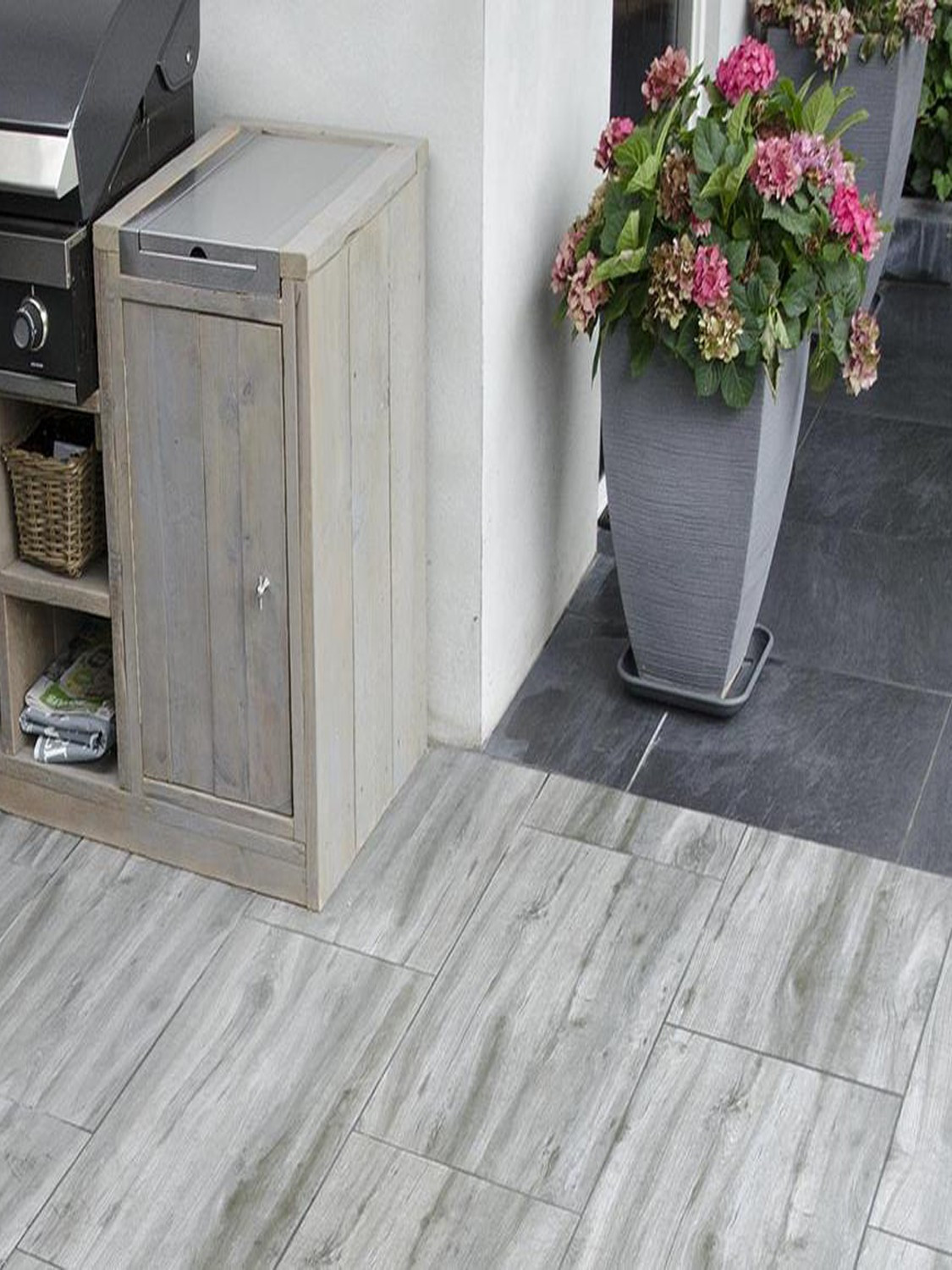 Silver Grey Wood Effect Virtue Vitrified Porcelain Paving Slabs - 900x450 Pack