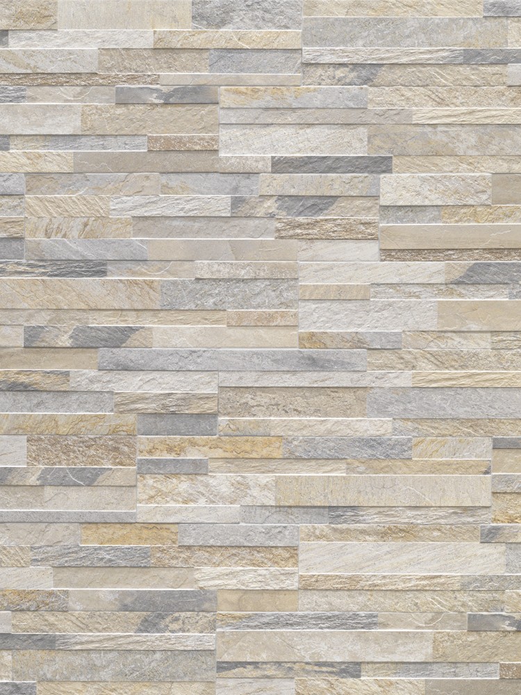 Beige Slate Split Face Effect Outdoor Porcelain Wall Tiles - 150x610x7-11(mm)