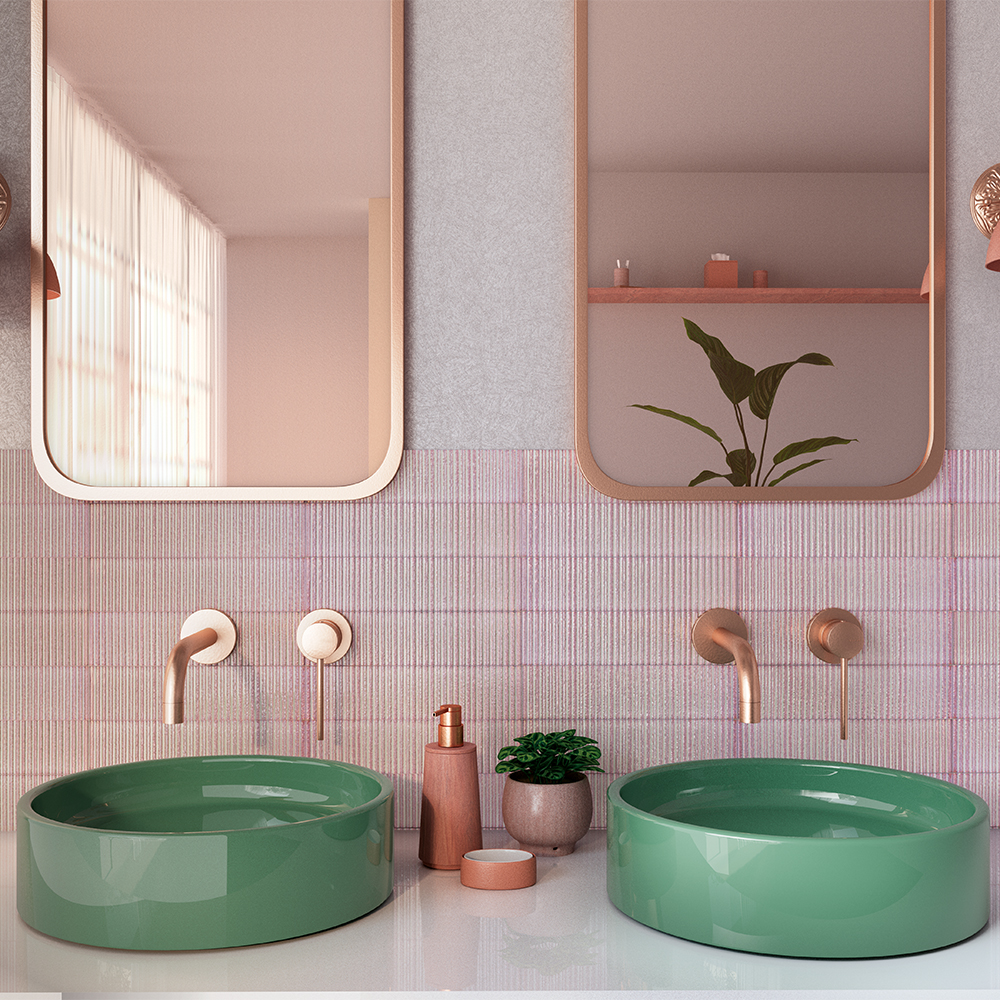 Soldeu Pink Brick Effect Porcelain Tiles - 75x300mm