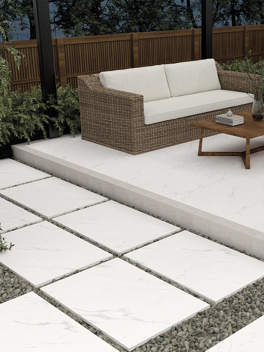 Tokyo White Marble Porcelain Paving Slab - 900x600x20mm