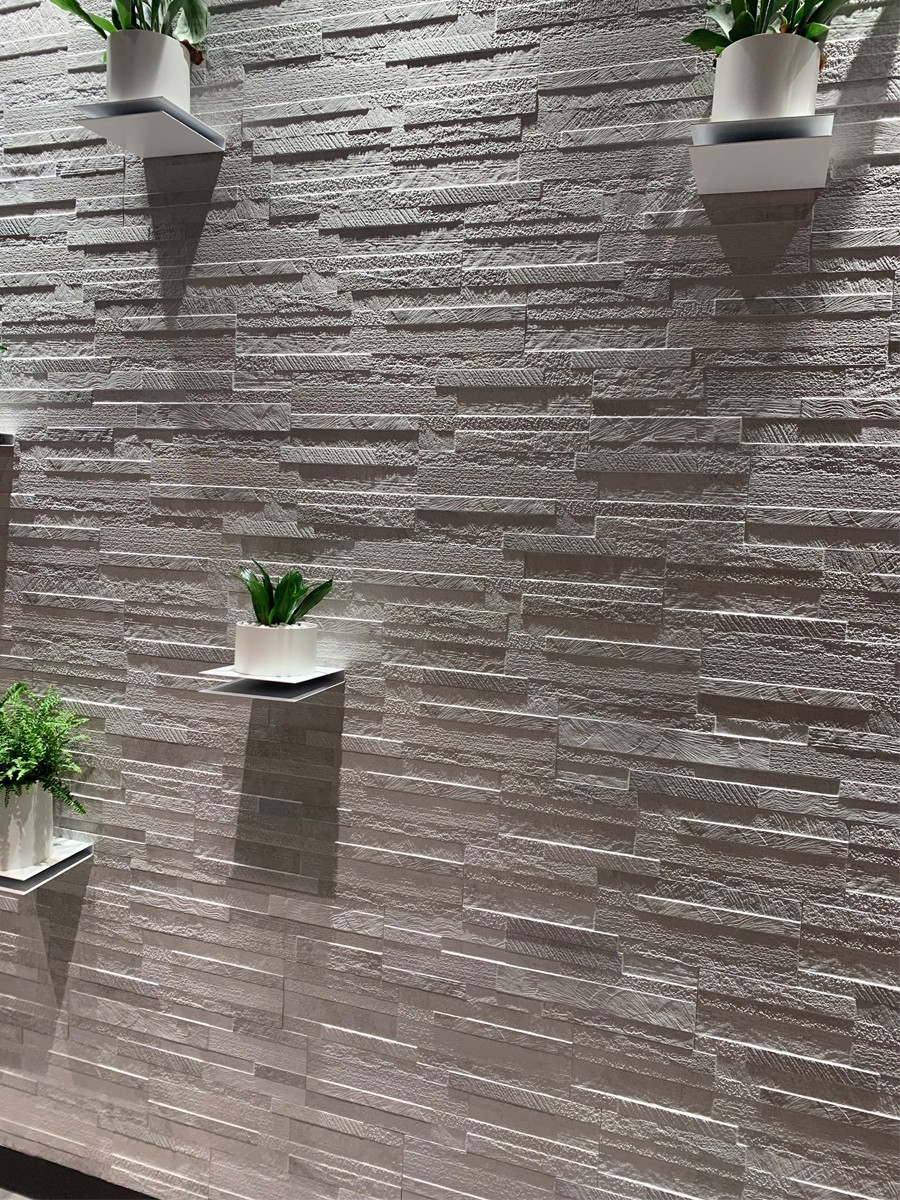 White Quartz Split Face Effect Outdoor Porcelain Wall Tiles - 150x610x7-11(mm)