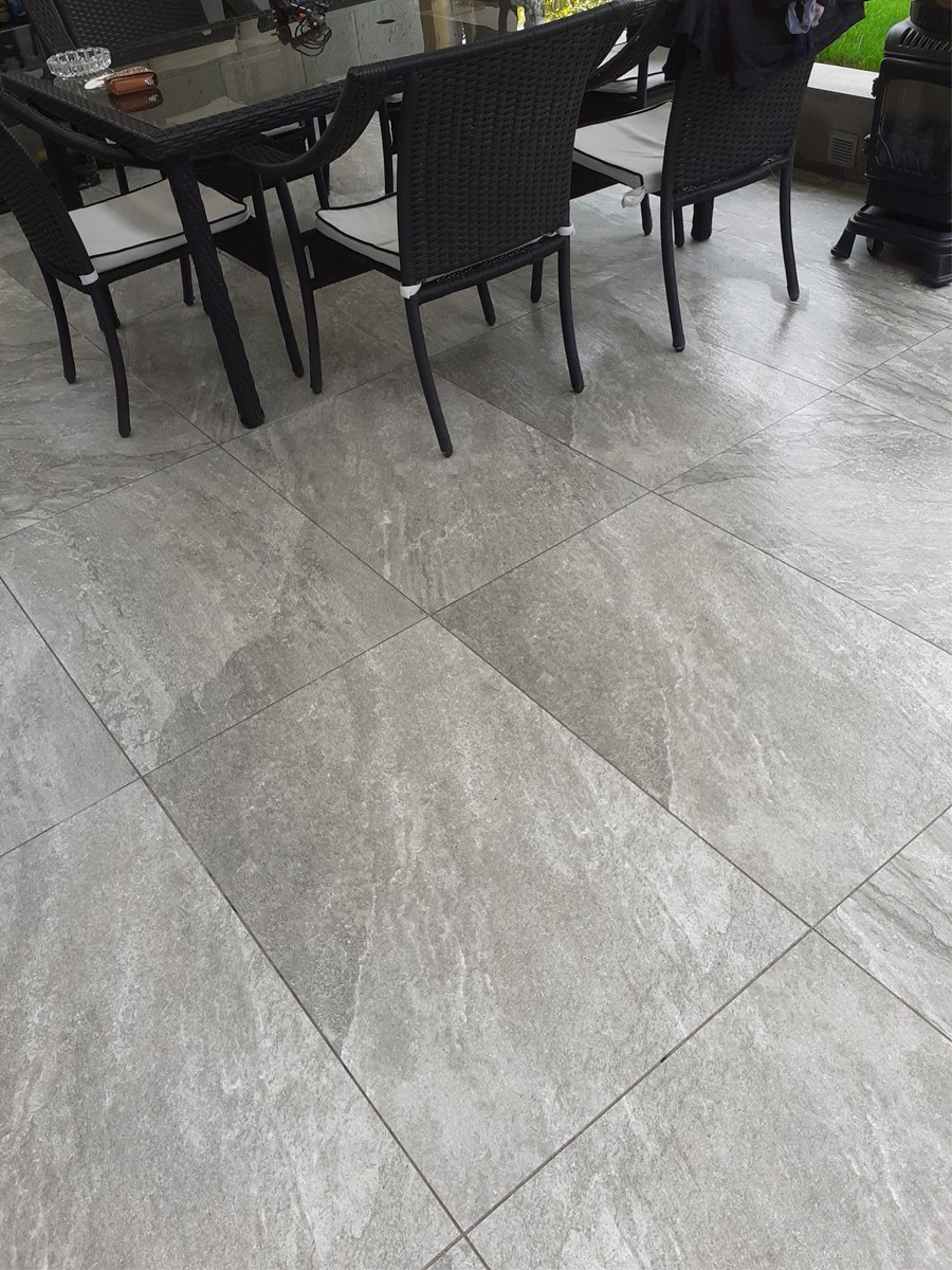 Valencia Grey Virtue Vitrified Porcelain Paving Slabs - 900x600x16mm