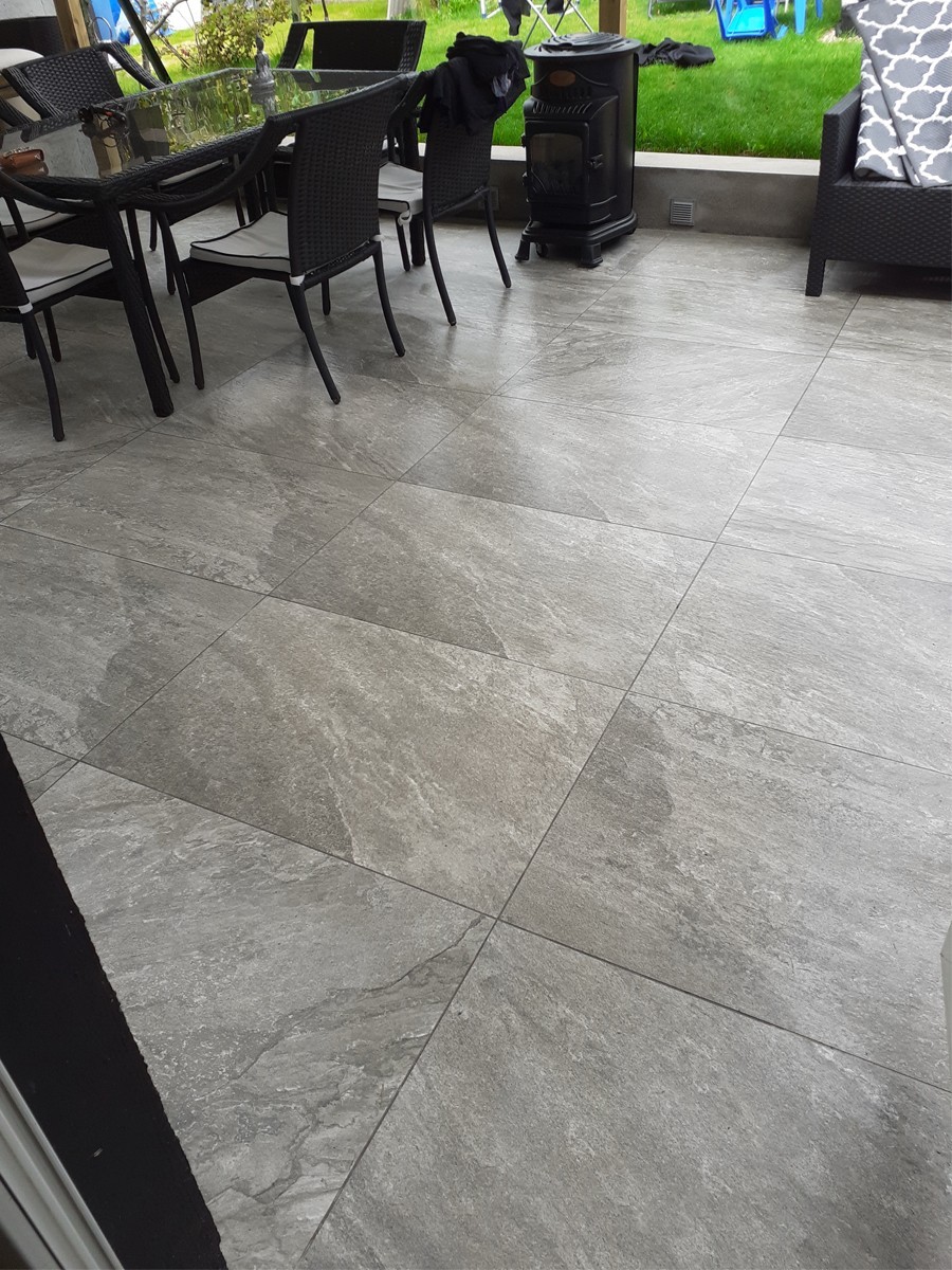 Valencia Grey Virtue Vitrified Porcelain Paving Slabs - 900x600x16mm