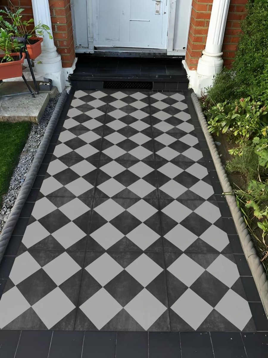 Victorian Check Decor Outdoor Paving Slabs - 600x600x20mm