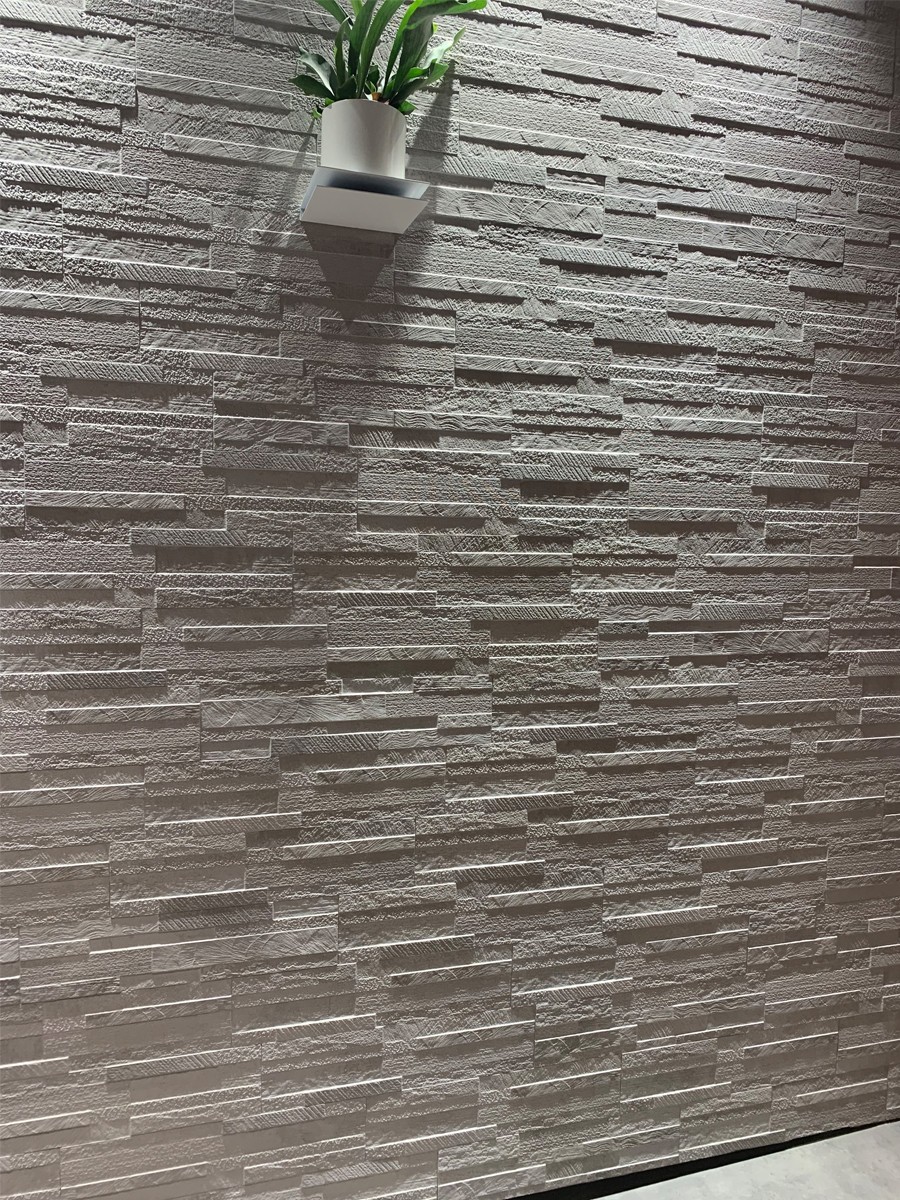 White Quartz Split Face Effect Outdoor Porcelain Wall Tiles - 150x610x7-11(mm)